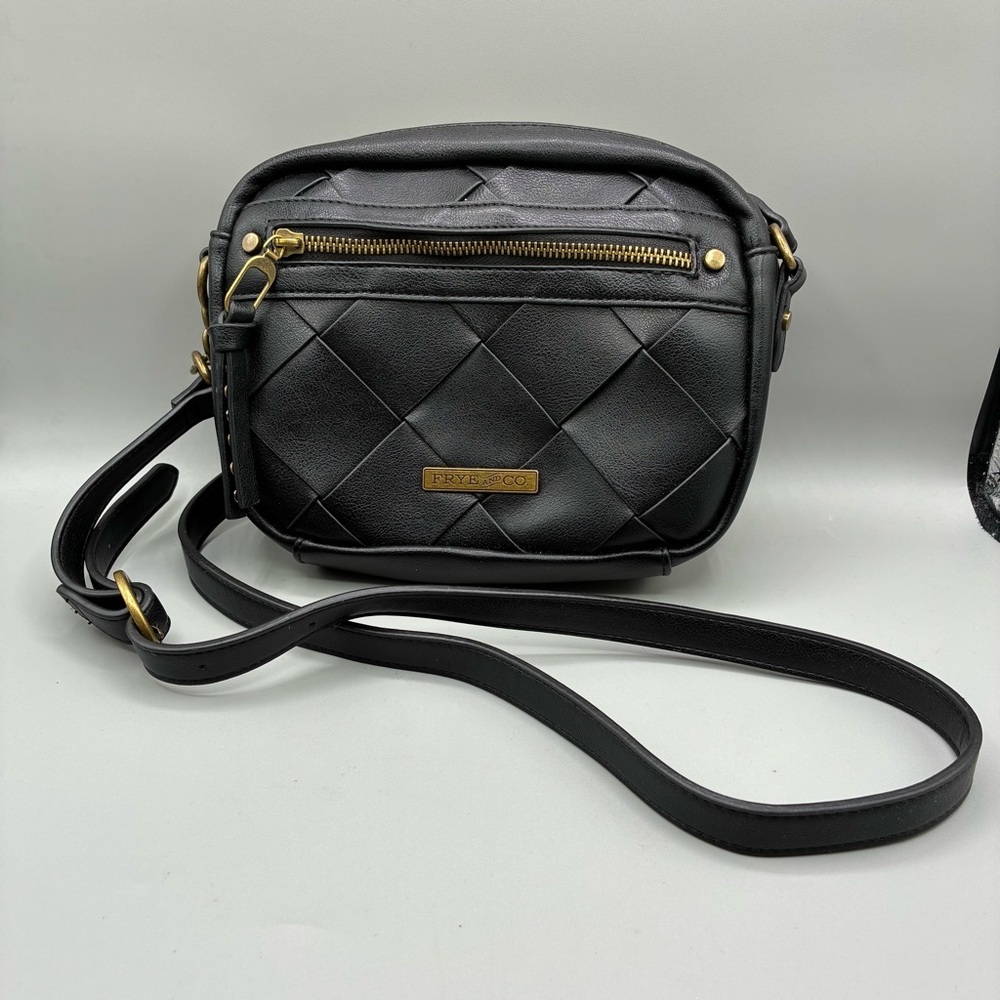 Frye And Co. Charlotte Crossbody Bag Black Studded Quilted Polyurethane